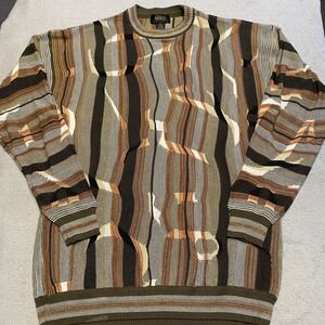 Vintage Miko Sweater Mens 2XL Textured Abstract Knit Wool Blend 90s Hip Hop Y2K